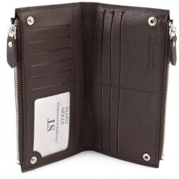 Кошелек кожаный на заклепках ST Leather (ST420) 98496 Коричневый