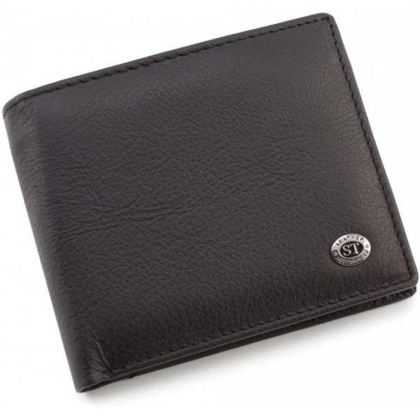 Чоловічий гаманець з натуралной шкіри ST Leather (ST-4) 98452 Чорний