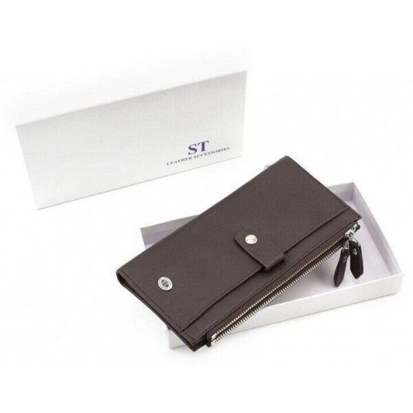 Кошелек кожаный на заклепках ST Leather (ST420) 98496 Коричневый