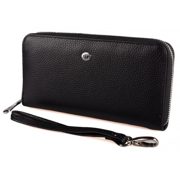 Кожаный кошелек на молнии ST Leather (SТ45-2) 98580 Черный