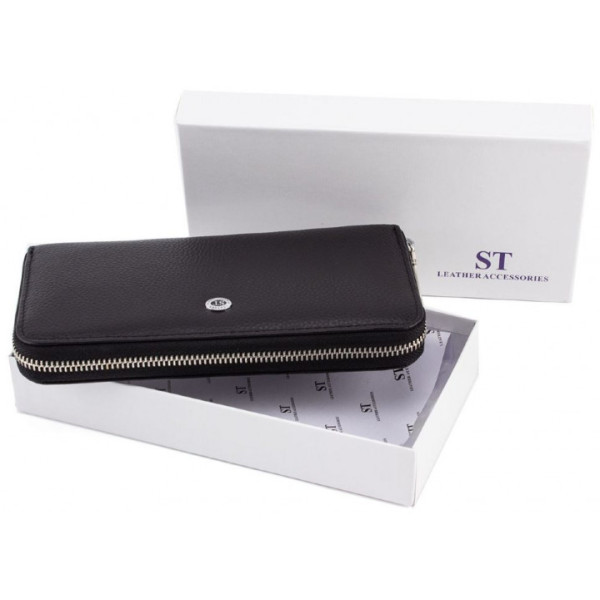 Клатч кошелек на молнии из кожи ST Leather (ST201) 98406 Черный