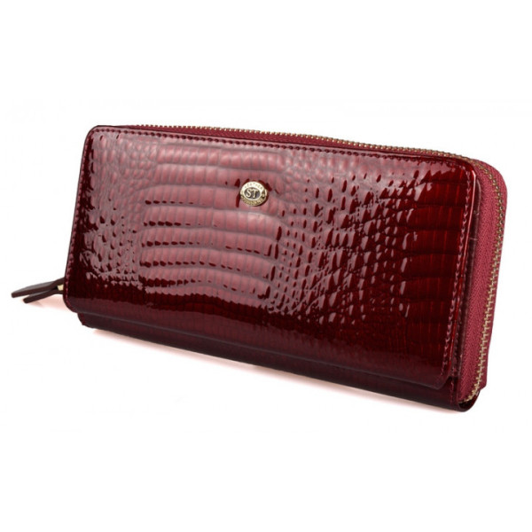 Жіночий шкіряний гаманець клатч на блискавки з візитниці ST Leather (S7001A) 98265 Бордовий