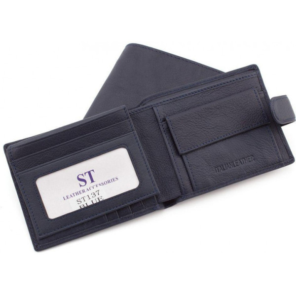 Мужской кожаный кошелек ST Leather (ST137) 98335 Синий