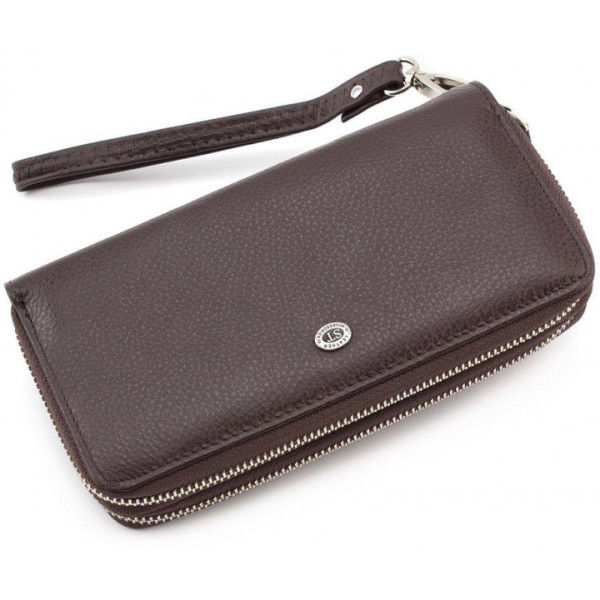 Шкіряний гаманець клатч на дві блискавки ST Leather (ST238-2) 98417 Коричневий
