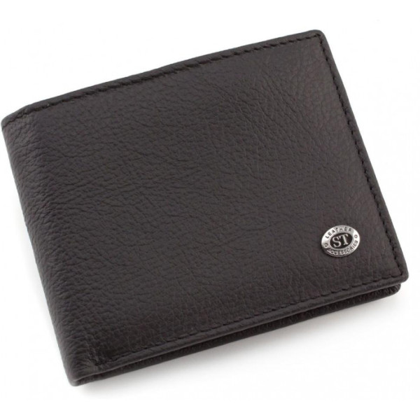 Чоловічий гаманець з натуралной шкіри ST Leather (ST-8) 98564 Чорний