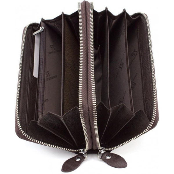 Шкіряний гаманець клатч на дві блискавки ST Leather (ST238-2) 98417 Коричневий