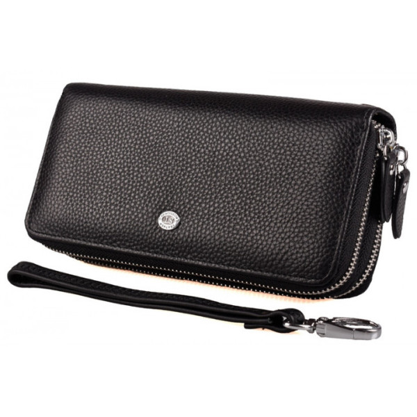 Шкіряний гаманець клатч на дві блискавки ST Leather (SТ238-2) 98577 Чорний