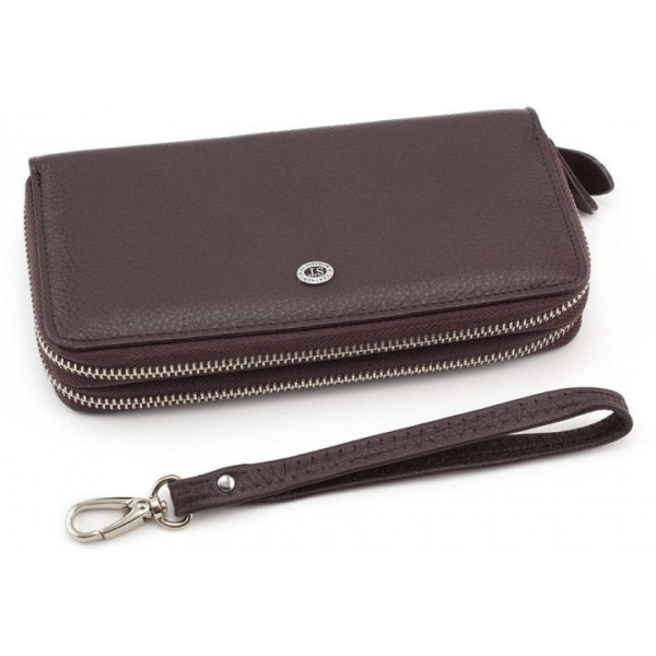 Шкіряний гаманець клатч на дві блискавки ST Leather (ST238-2) 98417 Коричневий