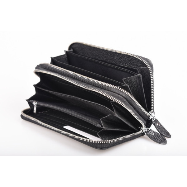 Шкіряний гаманець клатч на дві блискавки ST Leather (SТ238-2) 98577 Чорний