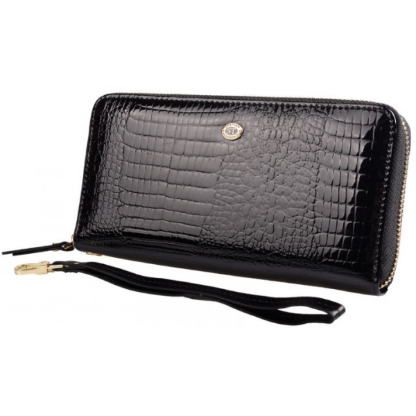 Жіночий шкіряний гаманець на блискавки ST Leather (S4001A) 98239 Чорний