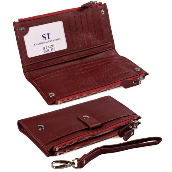 Женский кожаный кошелек ST Leather (ST420) 98492 Бордовый