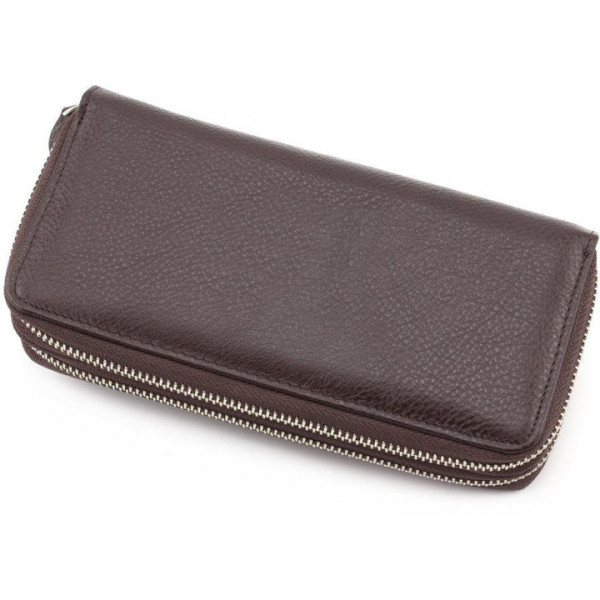 Шкіряний гаманець клатч на дві блискавки ST Leather (ST238-2) 98417 Коричневий