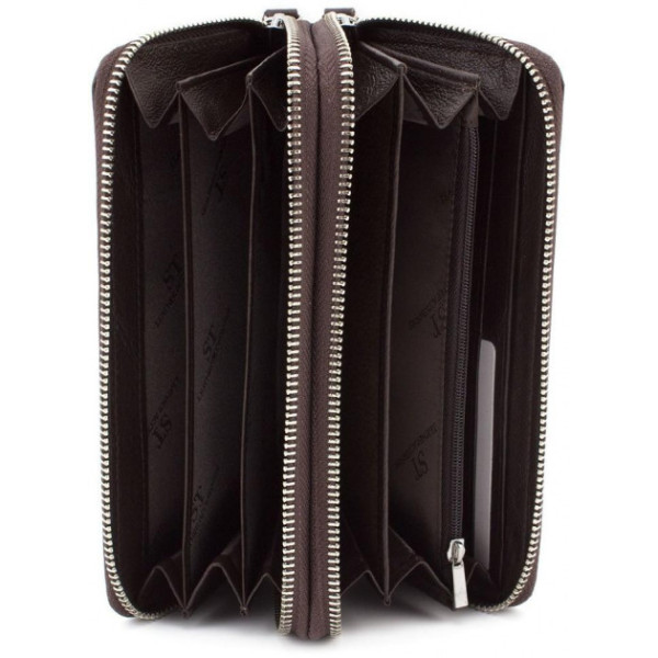 Шкіряний гаманець клатч на дві блискавки ST Leather (ST238-2) 98417 Коричневий