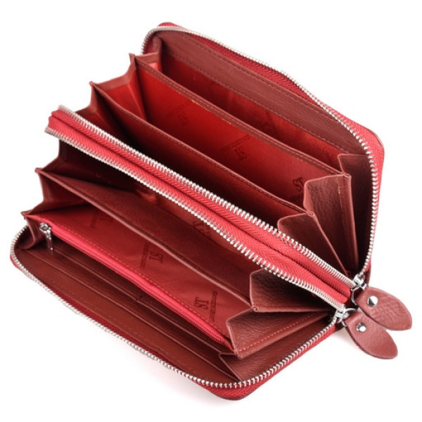 Жіночий шкіряний гаманець клатч на дві блискавки ST Leather (ST238-2) 98422 Бордовий