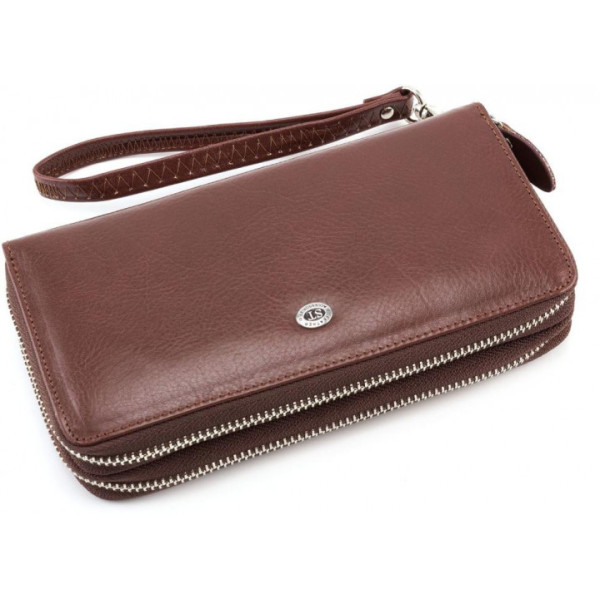 Клатч- борсетка на две молнии кожаный ST Leather (B139-3) 98107 Коричневый