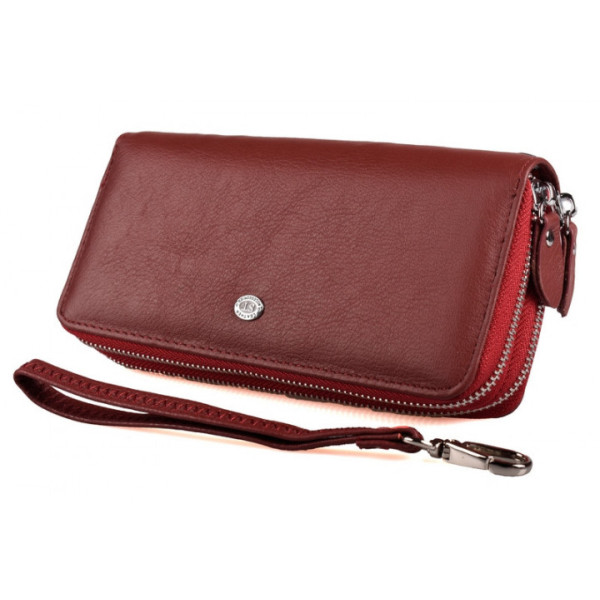 Жіночий шкіряний гаманець клатч на дві блискавки ST Leather (ST238-2) 98422 Бордовий