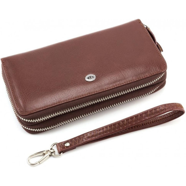 Клатч- борсетка на две молнии кожаный ST Leather (B139-3) 98107 Коричневый