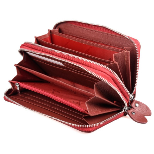 Жіночий шкіряний гаманець клатч на дві блискавки ST Leather (ST238-2) 98422 Бордовий