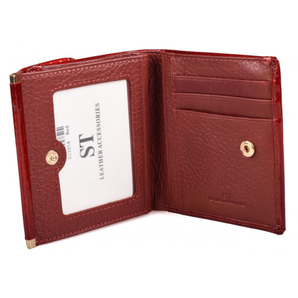 Женский кожаный кошелек складной маленький лаковый ST Leather (S1101A) 98205 Красный