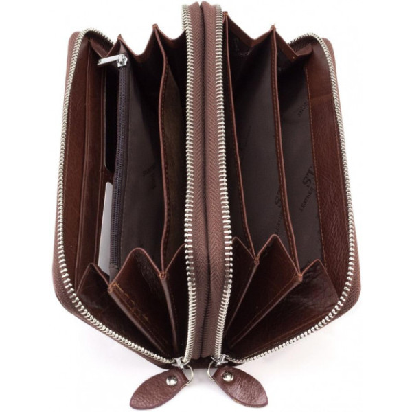 Клатч- борсетка на две молнии кожаный ST Leather (B139-3) 98107 Коричневый