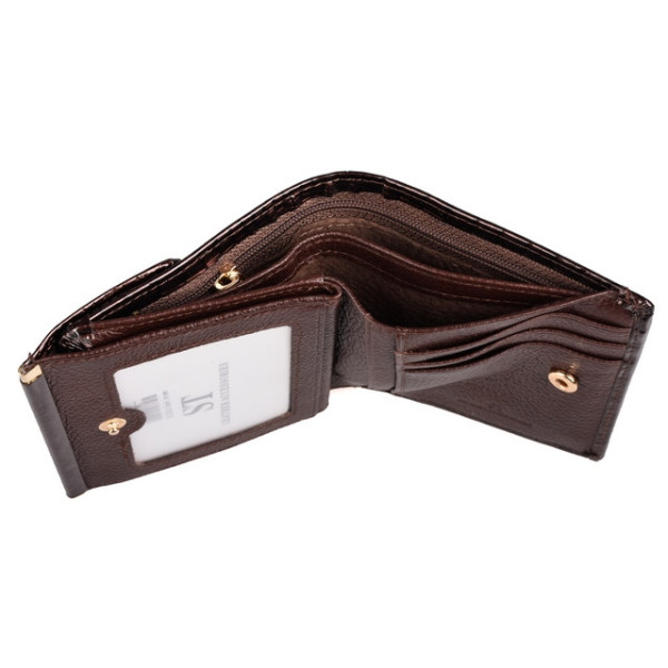 Женский кожаный кошелек складной маленький лаковый ST Leather (S1101A) 98201 Коричневый