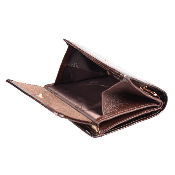 Женский кожаный кошелек складной маленький лаковый ST Leather (S1101A) 98201 Коричневый