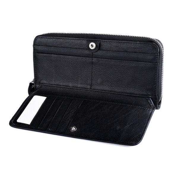 Кожаный кошелек на молнии с визитницей ST Leather (ST202) 98408 Черный