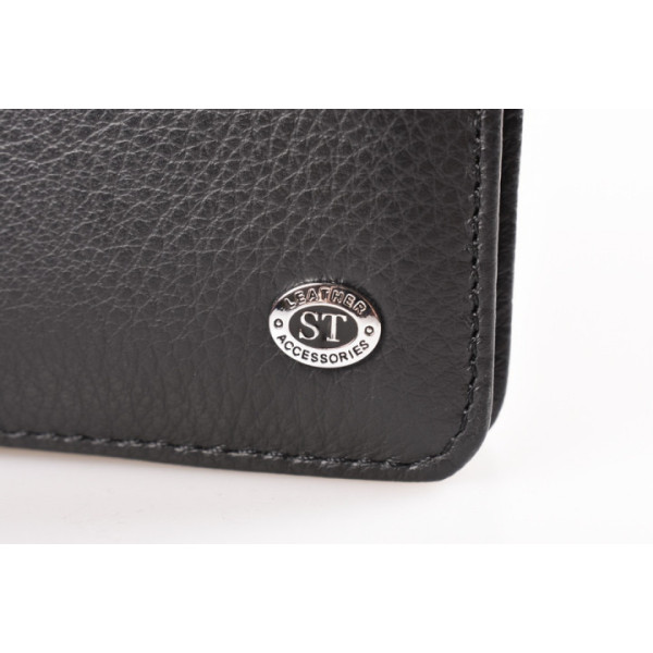Чоловічий шкіряний гаманець клатч на блискавки з візитниці ST Leather (ST291) 98437 Чорний