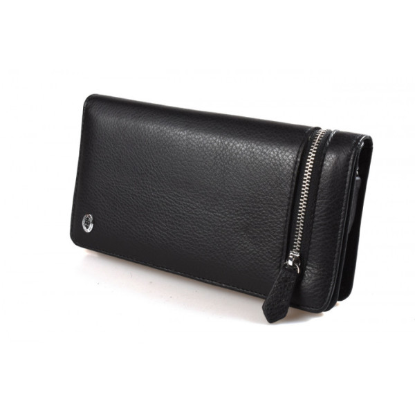 Чоловічий шкіряний гаманець клатч на блискавки з візитниці ST Leather (ST291) 98437 Чорний