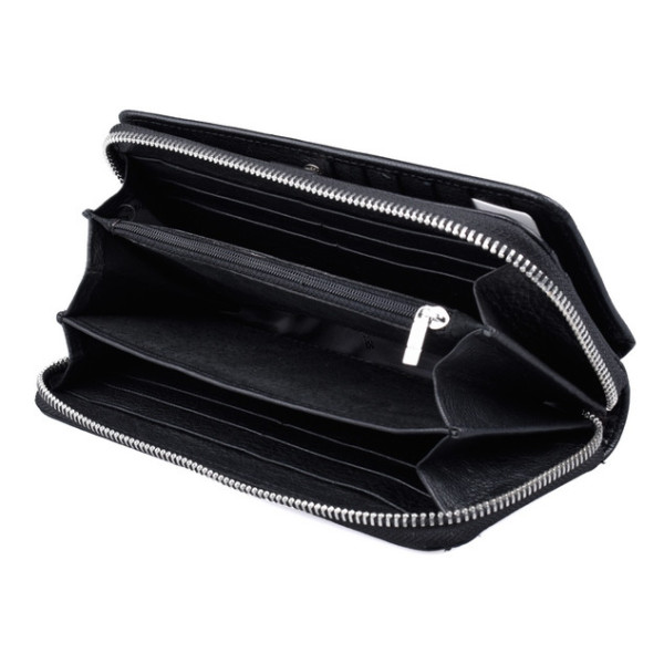 Кожаный кошелек на молнии с визитницей ST Leather (ST202) 98408 Черный