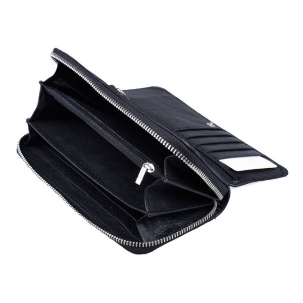 Кожаный кошелек на молнии с визитницей ST Leather (ST202) 98408 Черный