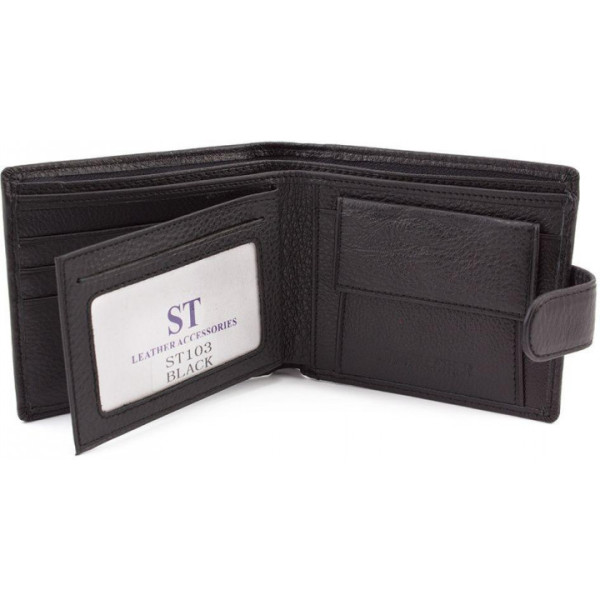 Мужской кожаный кошелек ST Leather (ST103) 98303 Черный