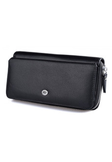 Кожаный кошелек на молнии с визитницей ST Leather (ST202) 98408 Черный