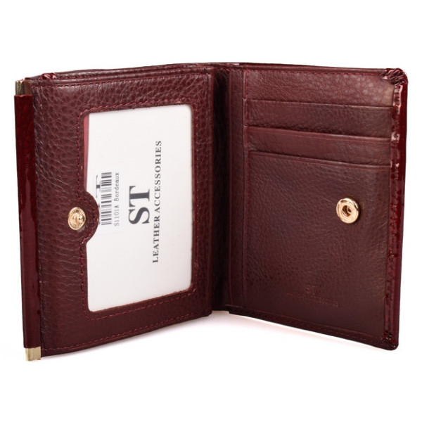 Женский кожаный кошелек складной маленький лаковый ST Leather (S1101A) 98201 Коричневый