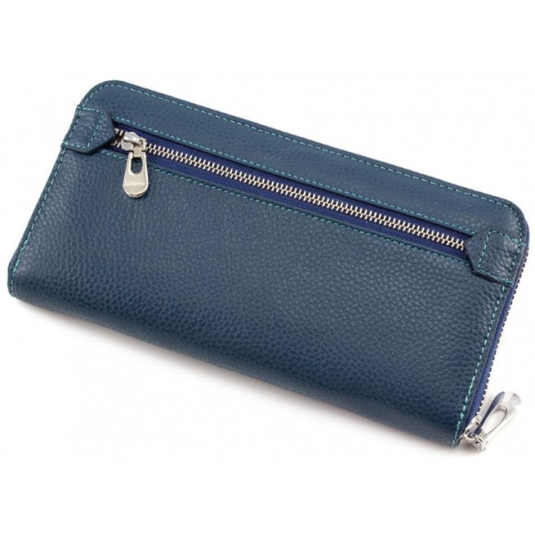 Гаманець з натуральної шкіри на блискавці ST Leather (ST201) 98407 Бірюзовий