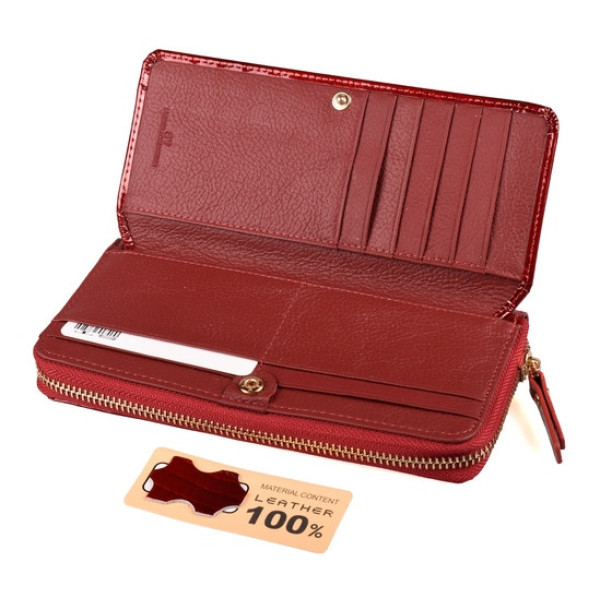 Жіночий шкіряний гаманець клатч на блискавки з візитниці ST Leather (S7001A) 98273 Червоний