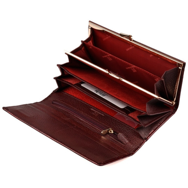 Жіночий шкіряний гаманець на магнітах ST Leather (S6001A) 98252 Бордовий