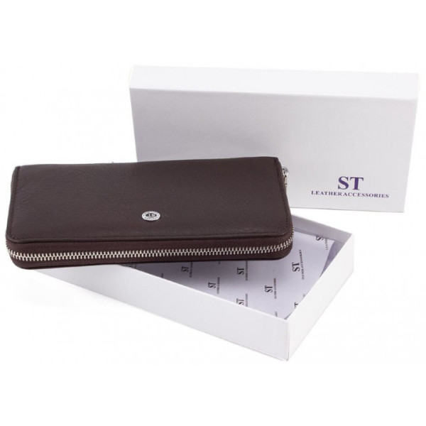 Клатч з натуральної шкіри на блискавці ST Leather (ST201) 98402 Коричневий