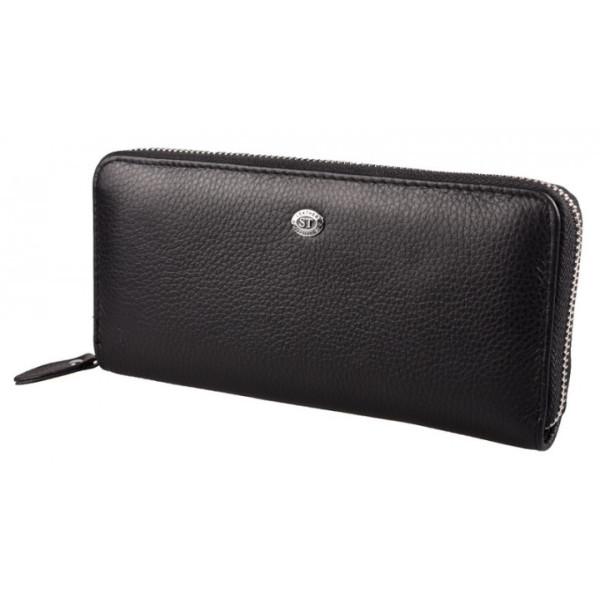 Кожаный кошелек- клатч на молнии St leather (ST238) 382022 Черный
