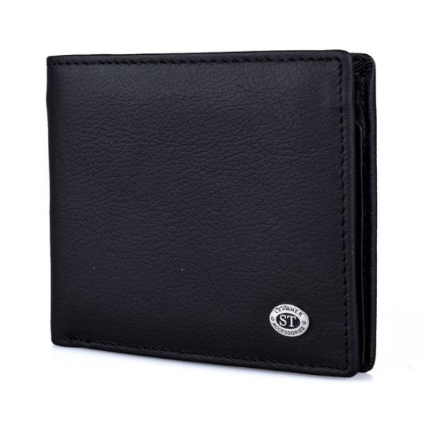 Мужской кожаный кошелек на магните ST Leather (ST-4) 98451 Черный
