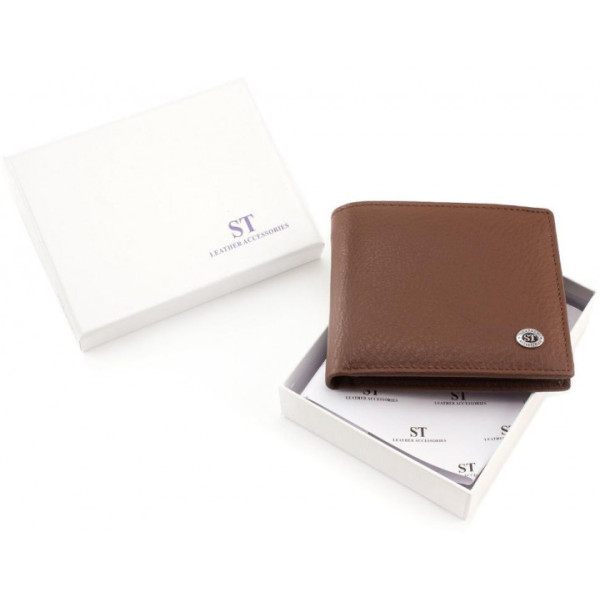Чоловічий гаманець натуральна шкіра ST Leather (ST-3) 98439 Коричневий