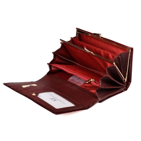 Жіночий шкіряний гаманець з візитниці ST Leather (S9001A) 98284 Бордовий