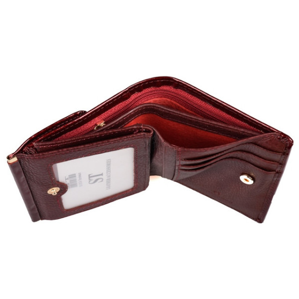 Женский кожаный кошелек складной маленький лаковый ST Leather (S1101A) 98204 Бордовый