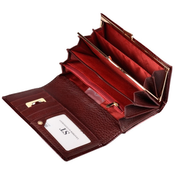 Жіночий шкіряний гаманець з візитниці ST Leather (S9001A) 98284 Бордовий