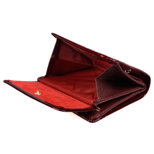 Женский кожаный кошелек складной маленький лаковый ST Leather (S1101A) 98204 Бордовый