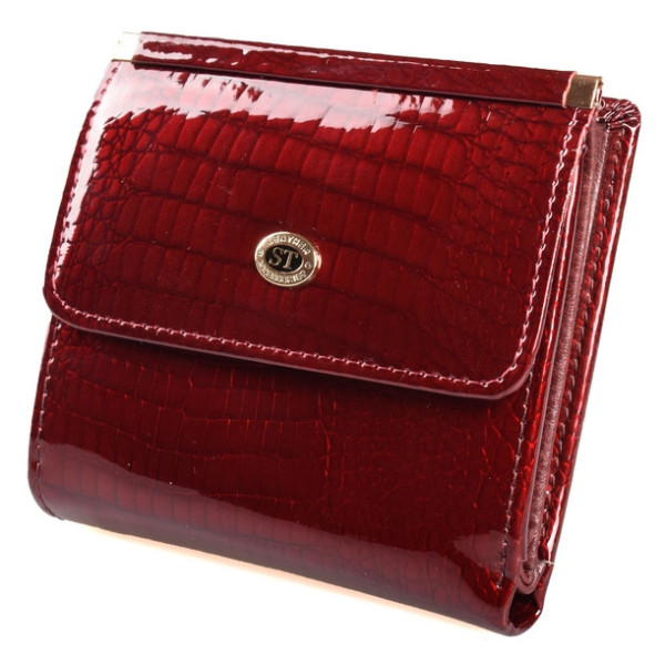 Женский кожаный кошелек складной маленький лаковый ST Leather (S1101A) 98204 Бордовый
