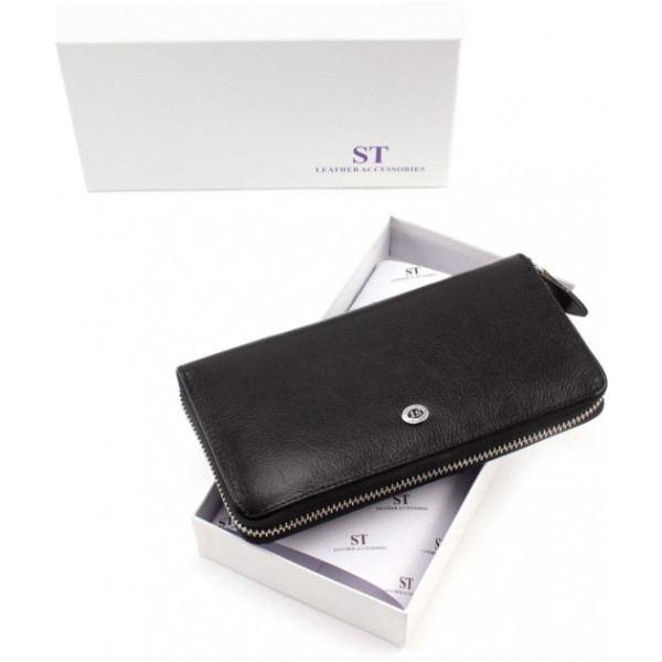 Клатч- портмоне на молнии кожаный ST Leather (B138-3) 98105 Черный