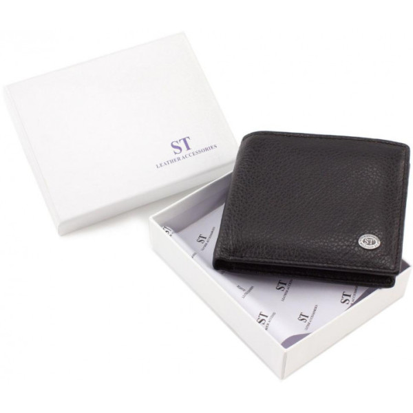 Чоловічий гаманець з натуралной шкіри ST Leather (ST-3) 98440 Чорний