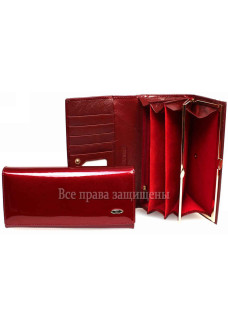 Кошелек женский из натуральной лакированной кожи красный