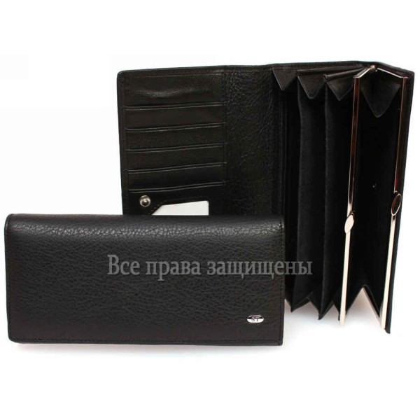 Классический кожаный женский кошелек черного цвета